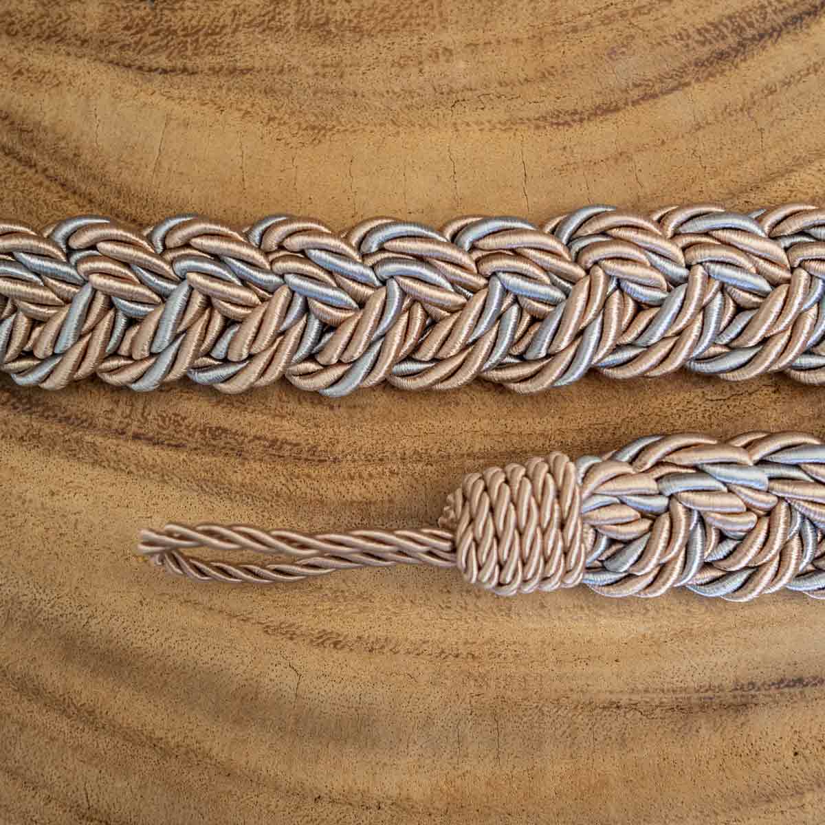 Tieback With Rayon Cords / Natural - Grey / 100cm